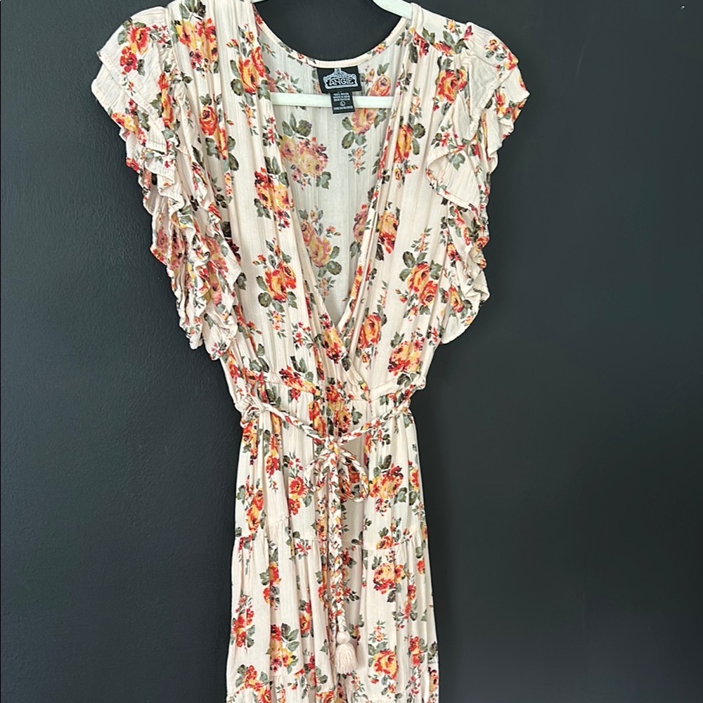Angie Floral Dress Ruffle Sleeves Womens